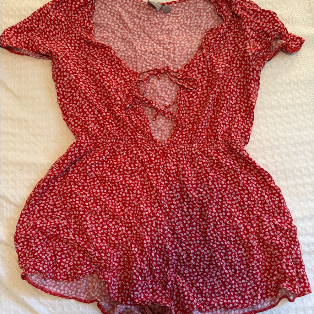 ASOS Red and White Floral Romper